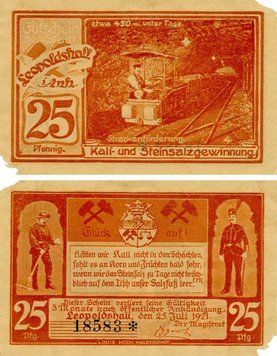 Banknote Germany Notgeld 25 pfennig 1921 F-VF Halberstadt Variety 1