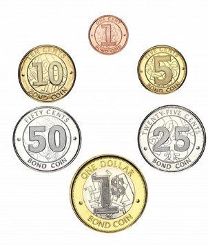 Зімбабве набір з 6 монет 2014-2017 UNC 1, 5, 10, 25, 50 центів, 1 долар М12744 фото