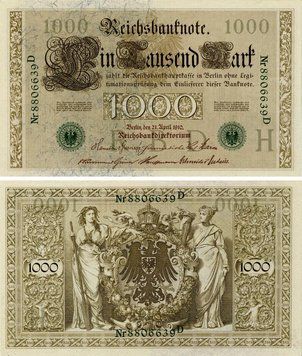 Banknote Germany 1000 marks 1910 AU-UNC (P45b)