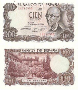 Spain 100 pesetas 1970 VF (P152)