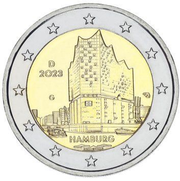 Німеччина 2 євро 2023 Біметал UNC G Гамбург Ельбська філармонія М17275 фото