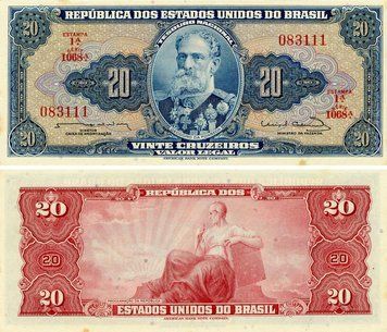 Банкнота Бразилия 20 крузейро 1961-1963 AU-UNC (P168b) Б23570 фото