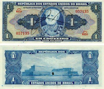 Banknote Brazil 1 Cruzeiro 1944 AU-UNC Handwritten signature on banknote (P132) Б15870 photo