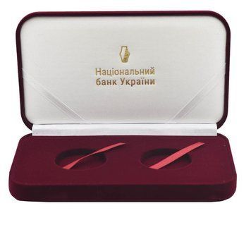 Футляр на 2 монети (43 мм) НБУ (срібні 10 гривень, 1 унція) А20185 фото