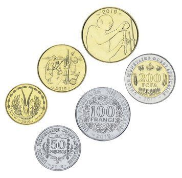 Западная Африка набор из 6 монет 2017-2019 UNC 5, 10, 25, 50, 100, 200 франков