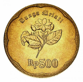 Indonesia 500 rupees 1992 F-VF Jasmine Flower (KM # 54)