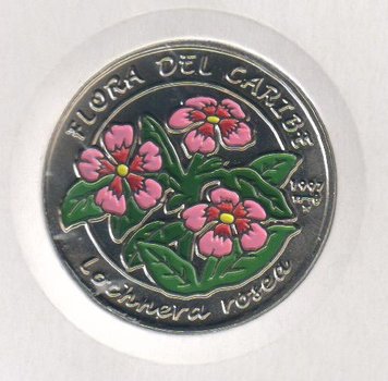 Cuba 1 peso 1996 "Caribbean Flora - Catharanthus pink" UNC (KM # 737)