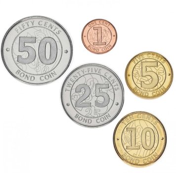 Zimbabwe set of 5 coins 2014 UNC 1, 5, 10, 25, 50 cents