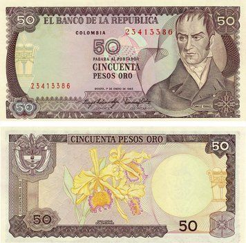 Колумбия 50 песо оро 1983 UNC (P422b) Б05522 фото
