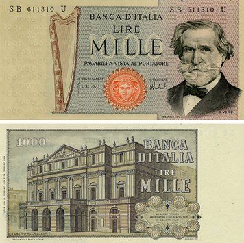 Banknote Italy 1000 lira 1969 UNC (P101a)