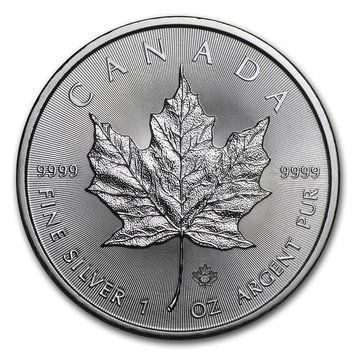 Coin Canada 5 Dollar 2018 Silver UNC Maple Leaf (Ag 999.9, oz, 31.1 grams)