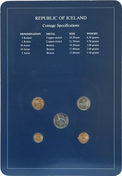 Ісландія Набір монет 1981 UNC 5, 10, 50 ейре, 1, 5 крон і 2 марки Буклет М10707 фото