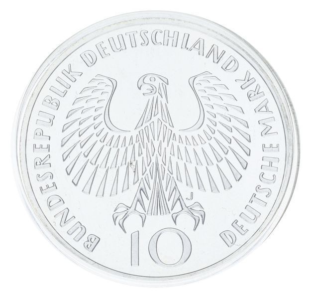 Монета Німеччина 10 марок 1972 Срібло Proof XX літні Олімпійські ігри в м. Мюнхен - Смолоскип (Ag 625, 15,5 грама) М23332 фото