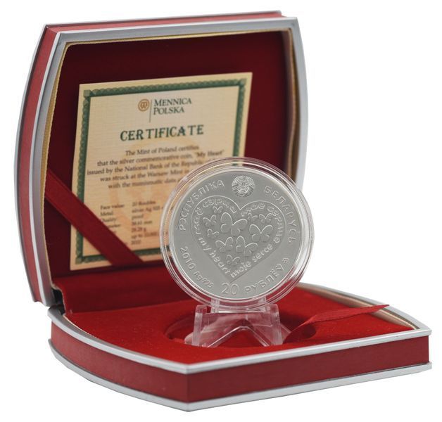 Монета Білорусь 20 рублів 2010 Срібло UNC Любов &ndash; Моє серце М21161 фото