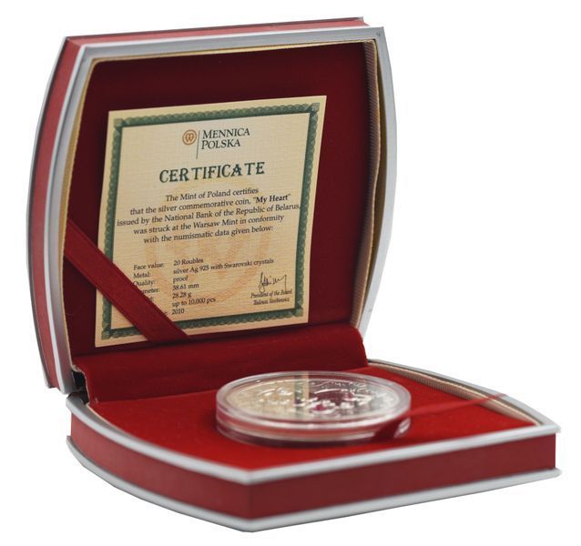 Монета Білорусь 20 рублів 2010 Срібло UNC Любов &ndash; Моє серце М21161 фото