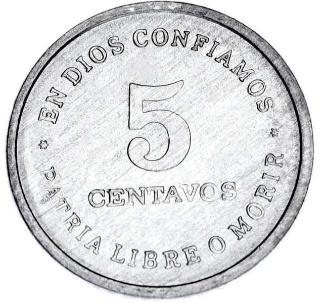 Nicaragua 5 centavos 1987 F-VF