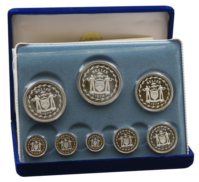 Набір монет Беліз набір з 8 монет 1974 Proof 1, 5, 10, 25, 50 центів, 1, 5, 10 доларів М23905 фото