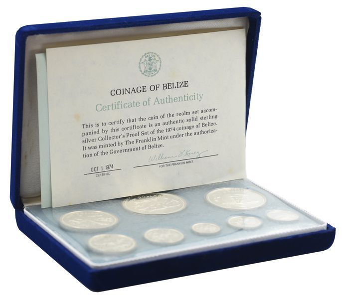 Набір монет Беліз набір з 8 монет 1974 Proof 1, 5, 10, 25, 50 центів, 1, 5, 10 доларів М23905 фото