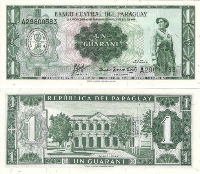 Paraguay 1 Guarani 1952 UNC (P193)