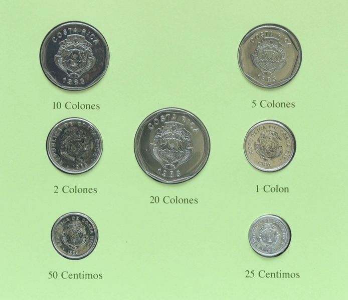 Коста-Рика Набор монет 1983-1984 UNC 25, 50 сентим, 1, 2, 5, 10, 20 колонов и 1 марка в сувенирной упаковке М10759 фото