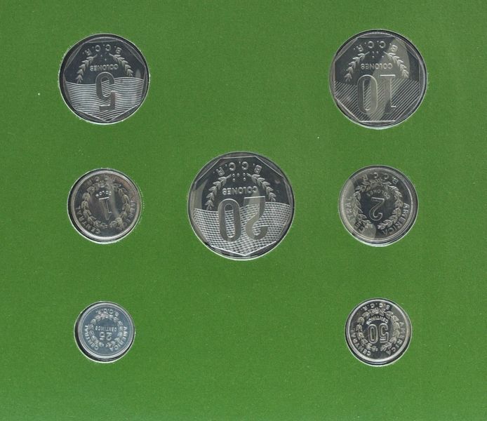 Коста-Рика Набор монет 1983-1984 UNC 25, 50 сентим, 1, 2, 5, 10, 20 колонов и 1 марка в сувенирной упаковке М10759 фото