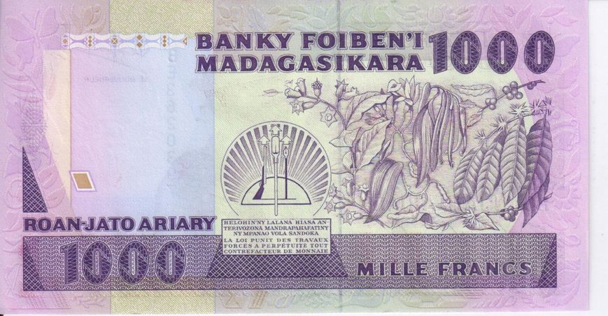 Madagascar 1000 Francs 1988-1993 UNC (P72)