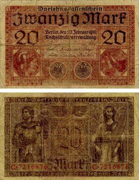 Germany 20 mark 1918 VG-VF (P57)