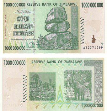 Зимбабве 1000000000 долларов 2008 UNC (P83) Б08518 фото