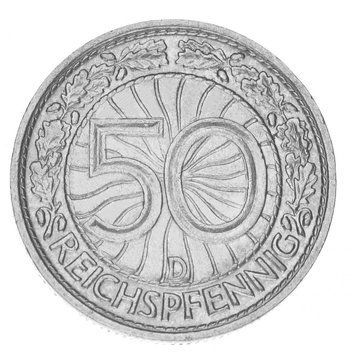 Монета Німеччина 50 пфенігів 1928 F-VF D Веймарська республіка М15499 фото