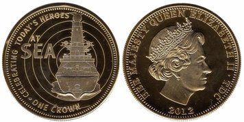Тристан-да-Кунья 1 крона 2012 &laquo;Герої моря&raquo; UNC позолота М02874 фото