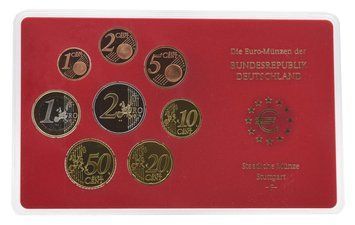 Набір монет Німеччина набір з 8 монет євро 2003 UNC F 1, 2, 5, 10, 20, 50 євроцентів, 1, 2 євро у сувенірній упаковці М22721 фото
