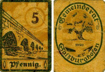 Banknote Germany Notgeld 5 pfennig 1920 F-VF Gaisburg