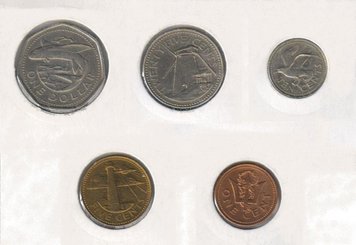 Barbados set of 5 coins 1987-1995 VF