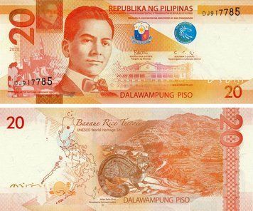 Banknote Philippines 20 Pesos 2020 UNC Animal - Musang (P206)