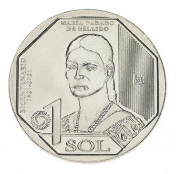 Монета Перу 1 сіль 2020 UNC 200 років Незалежності - Марія парад де Бельідо М15591 фото