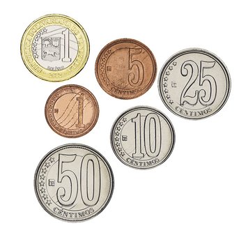 Venezuela set of 6 coins 2007-2012 UNC 1, 5, 10, 25, 50 centim, 1 bolivar