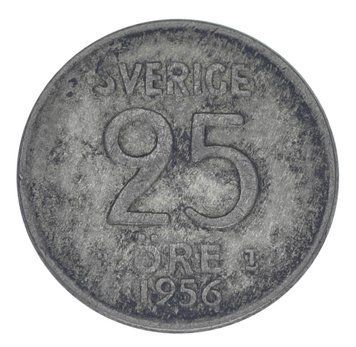 Монета Швеція 25 ери 1956 Срібло F-VF М17814 фото
