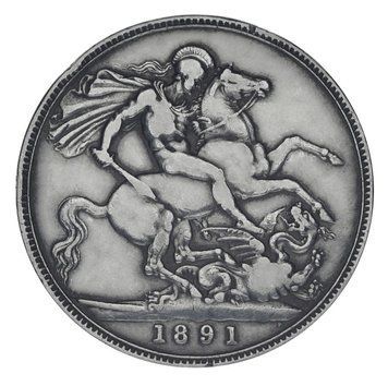 Монета Великобританія 1 крона 1891 Срібло F-VF М21492 фото