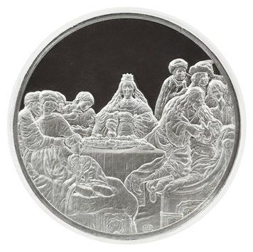 Медаль США Пам'ятна медаль 1972-1976 Срібло Proof Рембрандт - Весілля Самсона (Ag 925, 67 грам) М21274 фото