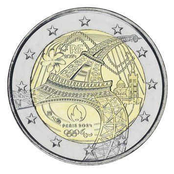 Монета Франція 2 євро 2024 Біметал UNC XXXIII літні Олімпійські ігри 2024 у Парижі - Смолоскип М21082 фото