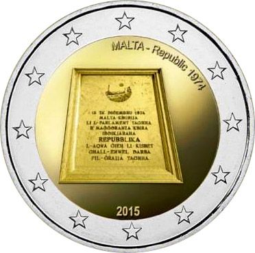 Malta 2 euro 2015 "Republic of Malta 1974" UNC (KM # 167)