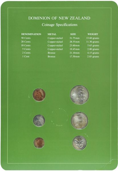 Нова Зеландія Набір монет 1980-1981 UNC 1, 2, 5, 10, 20, 50 центів і 1 марка Буклет М10754 фото