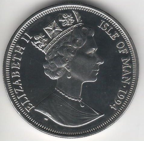 Isle of Man 1 crown 1994 "D-Day.&nbsp;Opening of the second front in 1944 "UNC Variety 5 (KM # 695)