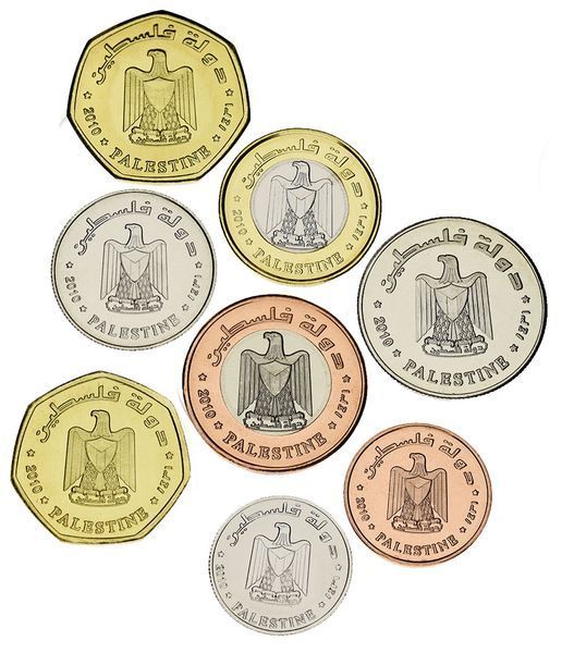 Набір монет Палестина набір з 8 монети 2010 UNC 1, 2,5, 5, 10, 25, 50 филс, 1, 2 динара М13051 фото
