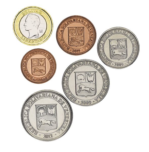 Venezuela set of 6 coins 2007-2012 UNC 1, 5, 10, 25, 50 centim, 1 bolivar