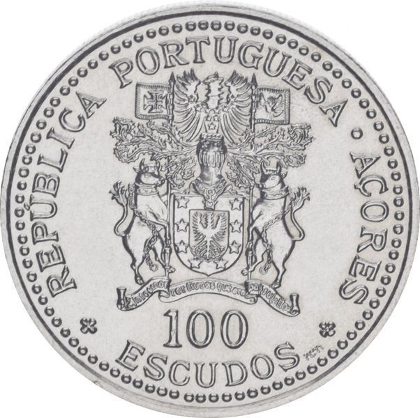 Coin Portugal 100 escudos 1986 "10 years of autonomy for the Azores" AU-UNC (KM # 45)