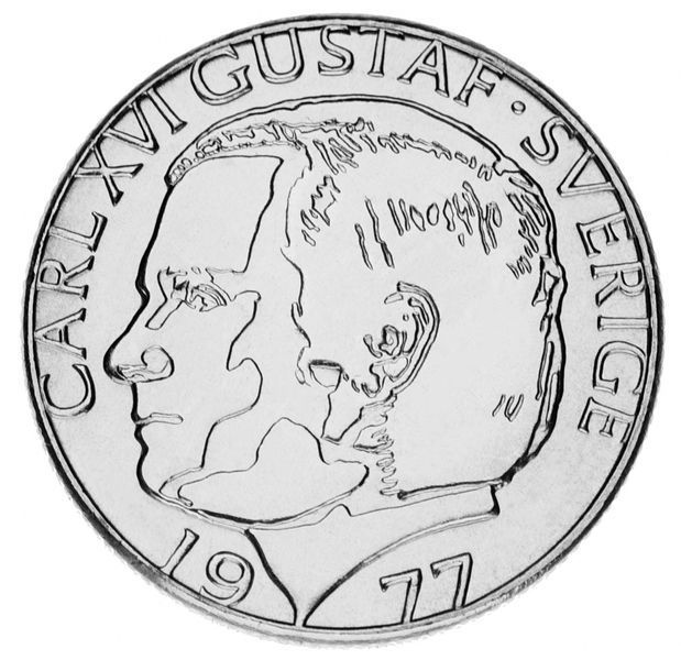 Швеция 1 крона 1977 AU-UNC М14346 фото