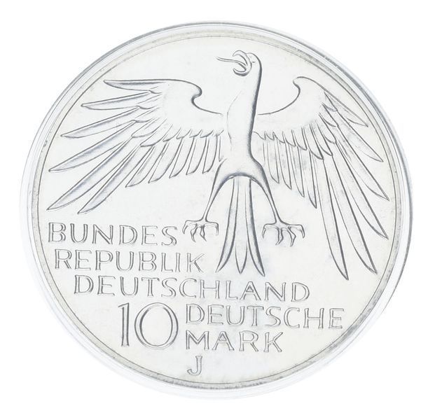Монета Німеччина 10 марок 1972 Срібло Proof XX літні Олімпійські ігри в м. Мюнхен - Стадіон (Ag 625, 15,5 грама) М23327 фото