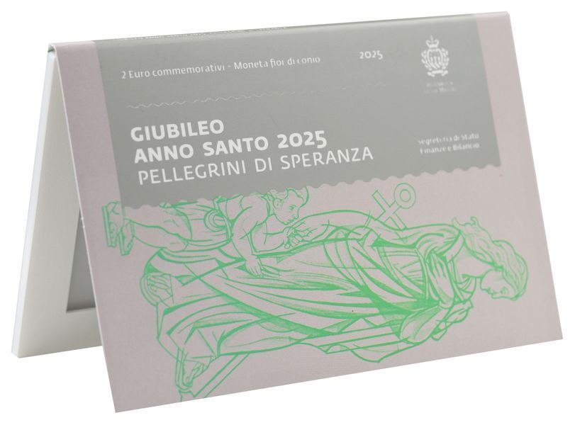 Coin San Marino 2 Euro 2025 Bimetallic UNC Holy Jubilee Year 2025 - Pilgrims of Hope in Souvenir Packaging