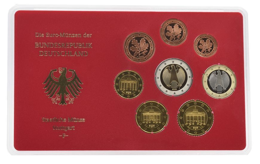 Coins set Germany set of 8 euro coins 2003 UNC F 1, 2, 5, 10, 20, 50 euro cents, 1, 2 euros in souvenir packaging